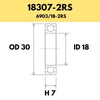 18307-2RS B3 Bearing - 30OD X 18ID X 7H