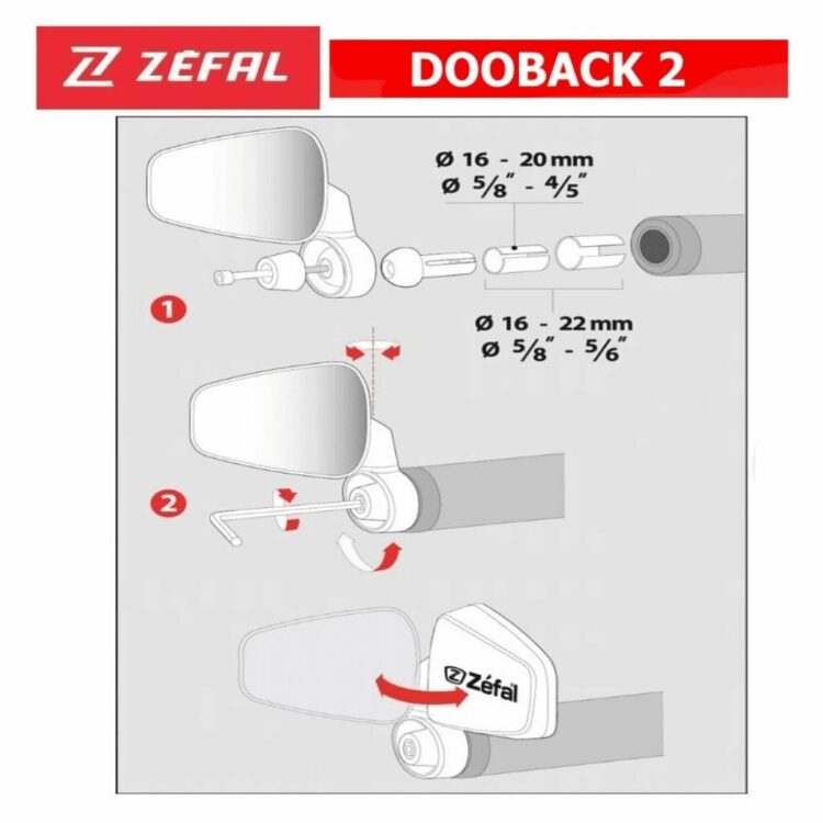 ZL TOWER 80 - Rétroviseur e-bike pour extrémité de guidon sur tige ZL TOWER 80 - Rétroviseur e-bike pour extrémité de guidon sur tige