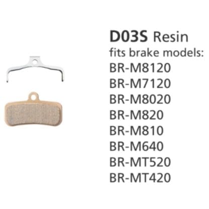 SHIMANO DISC BRAKE PADS BR-M8120 D03S RESIN 4 PISTON NO FIN SAINT/ZEE/DEORE XT
