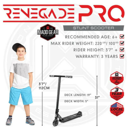 MADD GEAR RENEGADE PRO SCOOTER BLACK WHITE 3